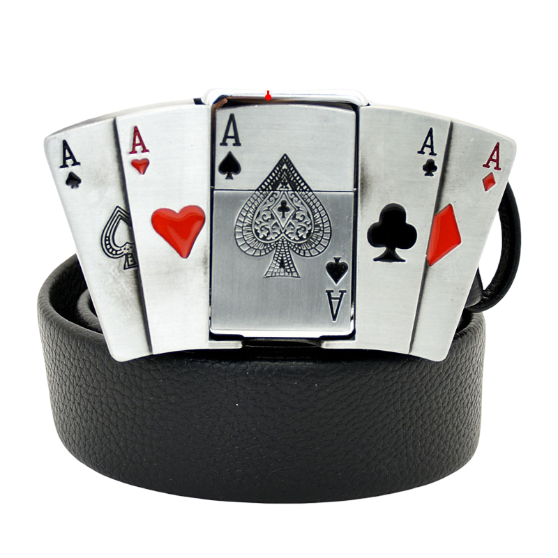 Poker All Aces Belt Buckle Lighter Holder 
