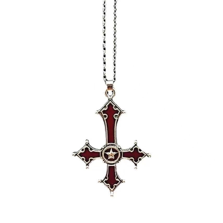 Down cross necklace